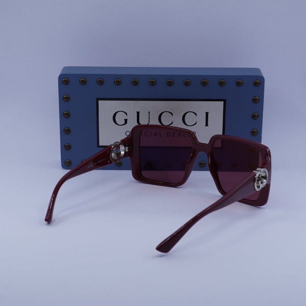 Gucci GG1692S 005 Square Sunglasses - Burgundy - Picture 10 of 11